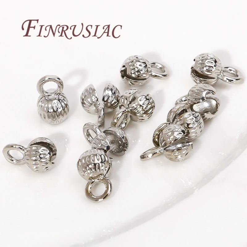 18K Gold Plated Brass Cord Ends 4/5.5mm Clam Shell Crimp Bead Tips Jewelry Findings P3