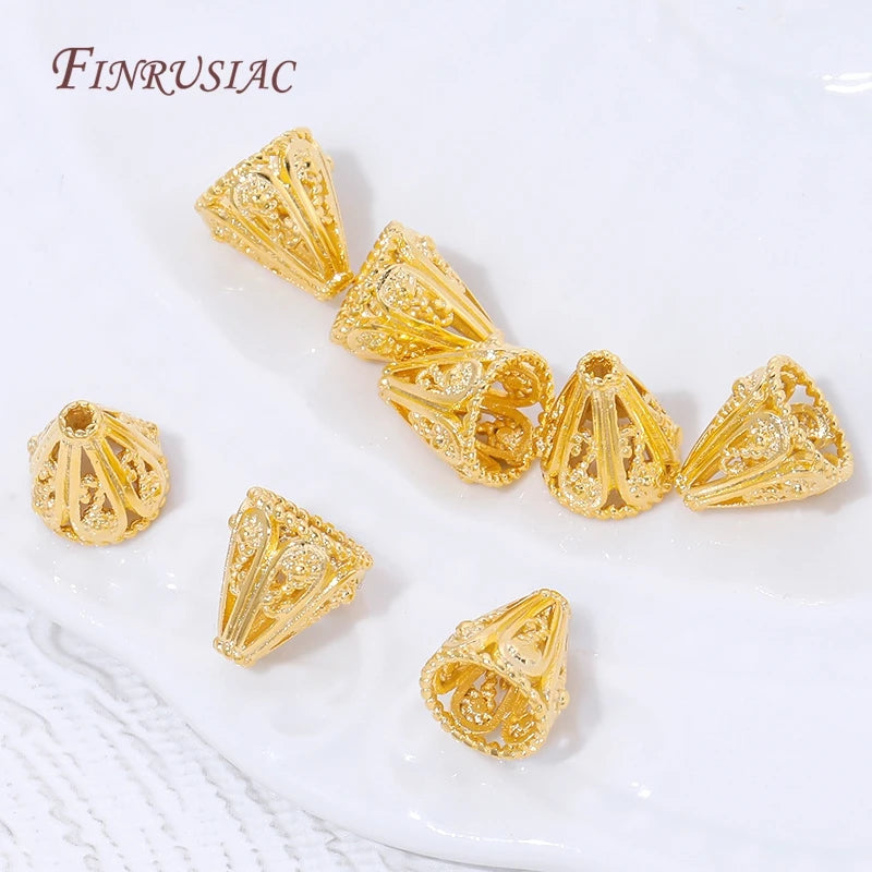 18K Gold Plated Filigree Cone Bead Caps | DIY Jewelry Making Jewelry Findings P3