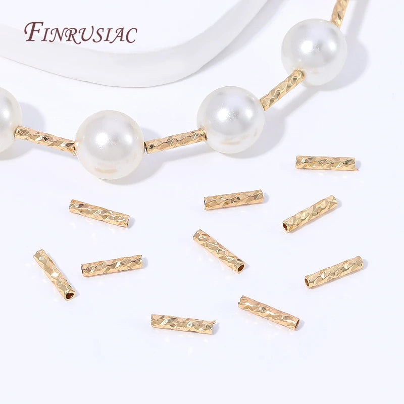18K Gold Plated Diamond Cut Tube Spacer Beads | DIY Jewelry Jewelry Spacer Beads P3