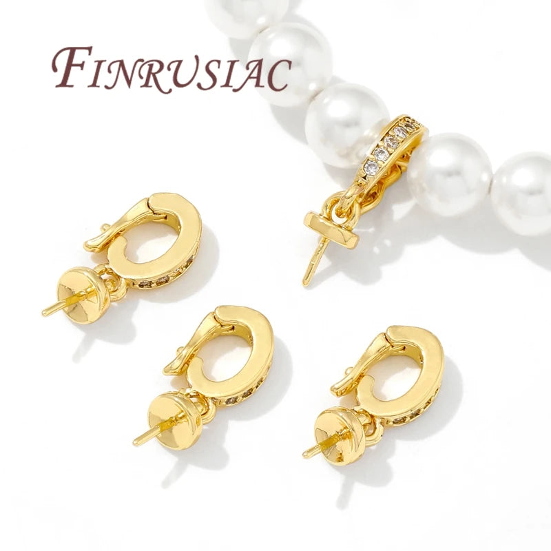 18K Gold Plated Pearl Pendant Mounting Charms & Connectors Jewelry Findings P3