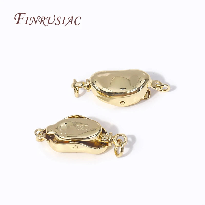 14K Gold Plated Brass Ingot Press Buckle Clasp Connectors DIY Jewelry Clasp Findings P3