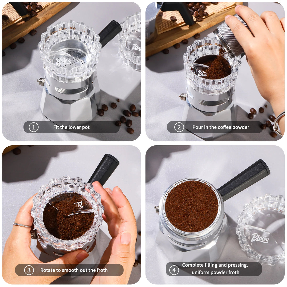 Bincoo Crown Gear Coffee Distributor & Leveler Tamper Tool Espresso Distributor Tamper P3