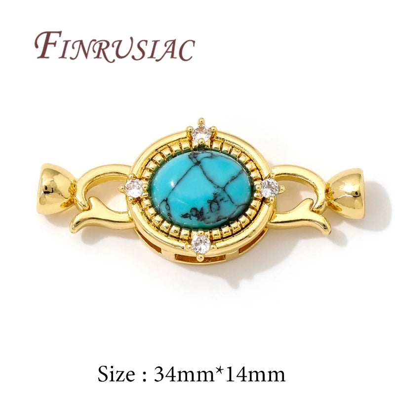 18K Gold Plated Natural Stone Jewelry Clasps & Necklace Findings Jewelry Clasp Findings P3 18K Real Gold Plated 2 pieces