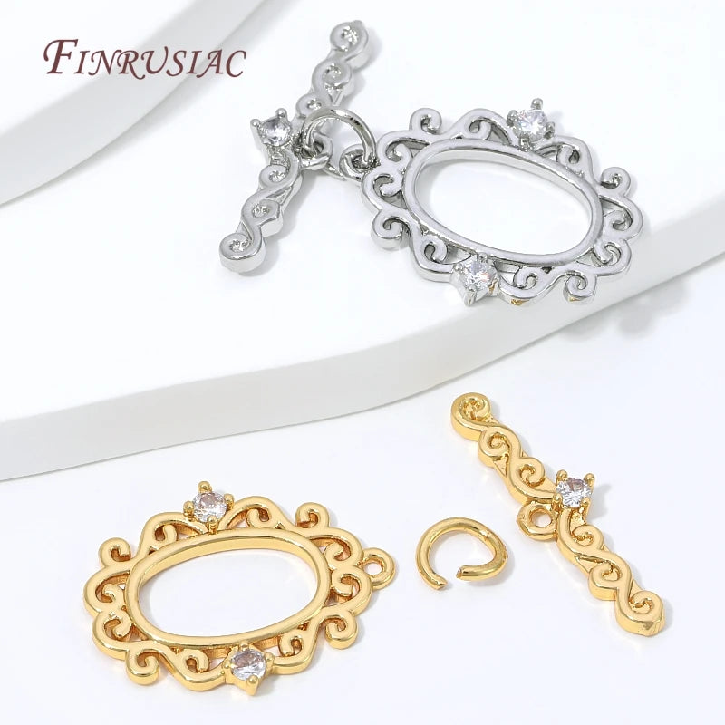 18K Gold Plated OT Toggle Clasp with Zircon – DIY Jewelry Making Toggle Clasp Finding P3