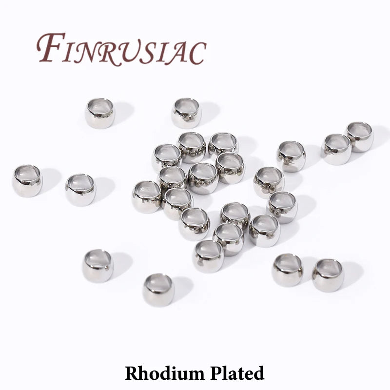 18K Gold Plated Crimp Beads 2mm–4mm | Stopper Spacer Findings Jewelry Crimp Beads P3 Rhodium Plated 2mm-100pcs