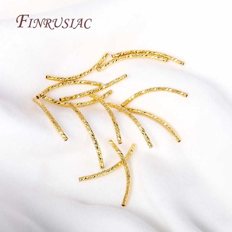 18K Gold Plated Curved Tube Beads – DIY Jewelry Making 20/25/30mm Jewelry Making Beads P3