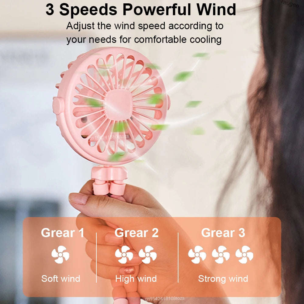 Raugee Portable Clip Fan – 360° USB Rechargeable Mini Fan Portable Clip Fan P3