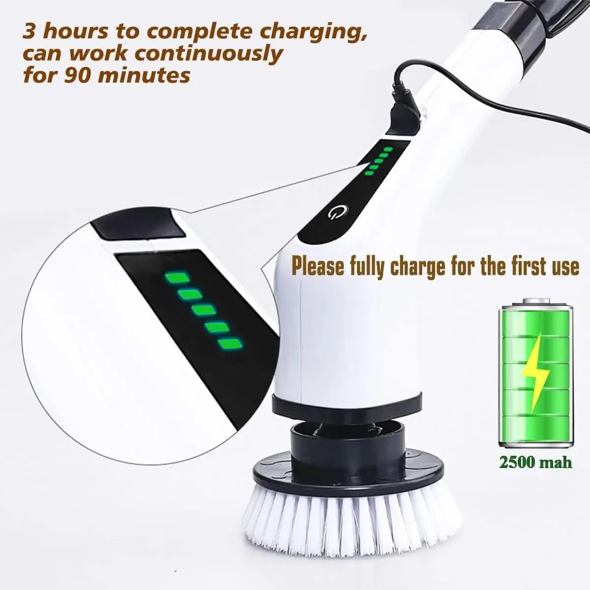 Cordless Electric Spin Scrubber – Multipurpose Power Brush Electric Spin Scrubber P3