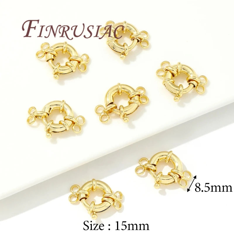 18K Gold Plated Round Spring Clasps – DIY Jewelry Findings Jewelry Findings P3 18K Real Gold Plated 1 piece