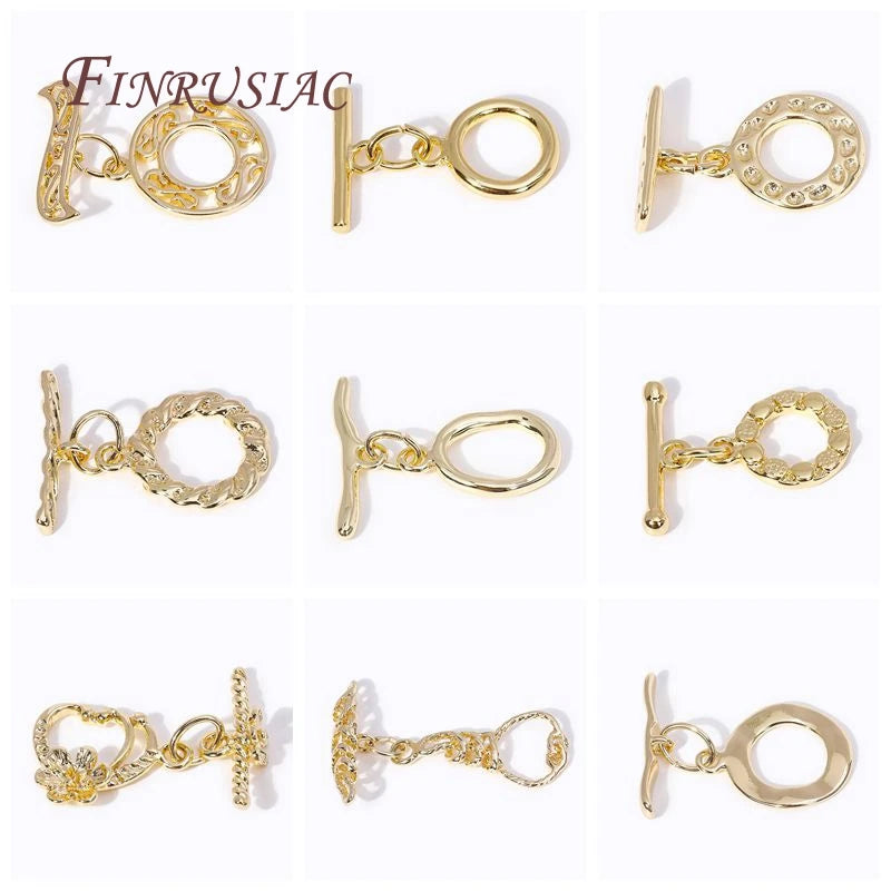 18K Gold Plated Brass Twist Round Toggle Clasp for DIY Jewelry Jewelry Toggle Clasp P3