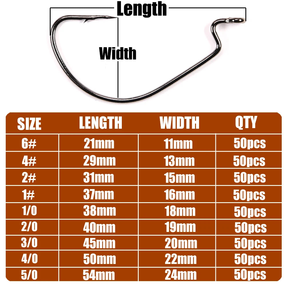 B&U 50-Pack EWG Offset Worm Hooks – Carbon Steel Crank Hooks Fishing Hooks P3