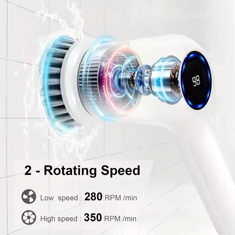 Electric Spin Scrubber 4 Brush Heads LED Display | GEERLEPOL G017 Electric Spin Scrubber P3