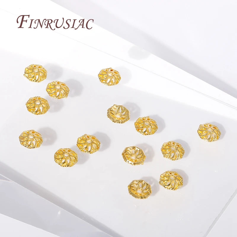 6mm 18K Gold Plated Flower Bead Caps – Brass Jewelry Findings Jewelry Bead Caps P3