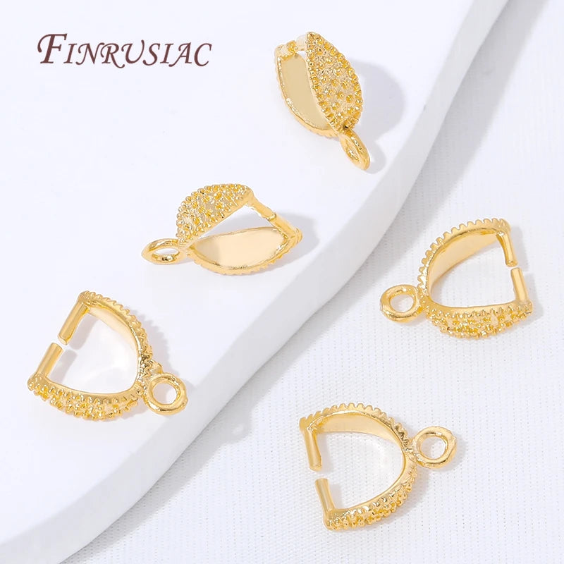 18K Gold Plated Leaf Pendant Bails – Beaded Pinch Clips DIY Jewelry Findings P3
