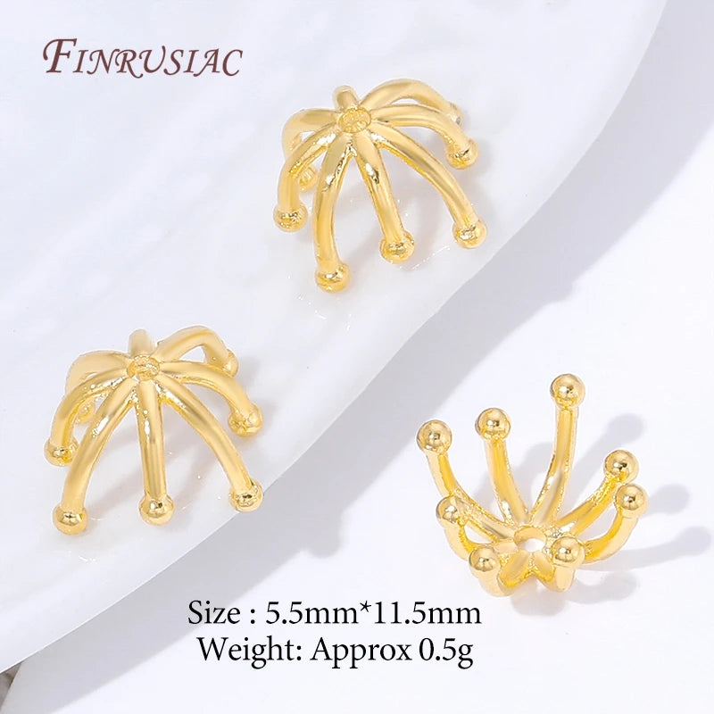 18K Gold Plated Flower Bead Caps | Brass Spacer Jewelry Findings Jewelry Findings P3 18K Gold Plated 5 pcs