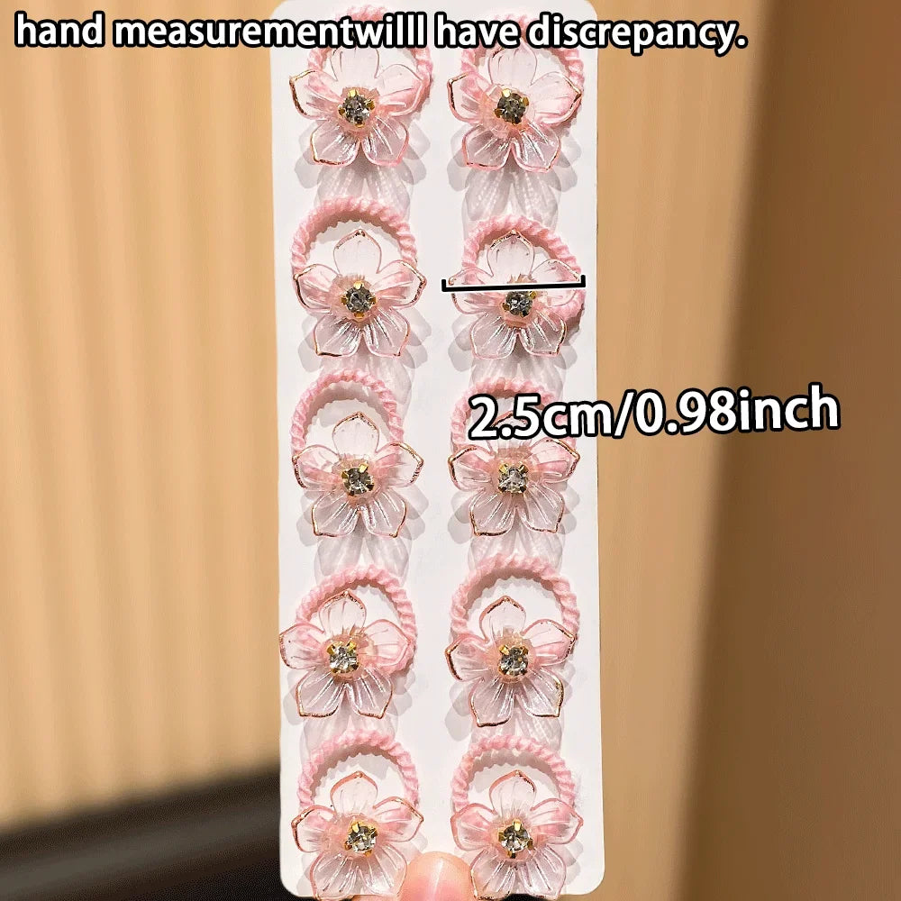 10-Pack Girls Rhinestone Flower Elastic Hair Ties | Kids Headwear Kids Hair Ties P3