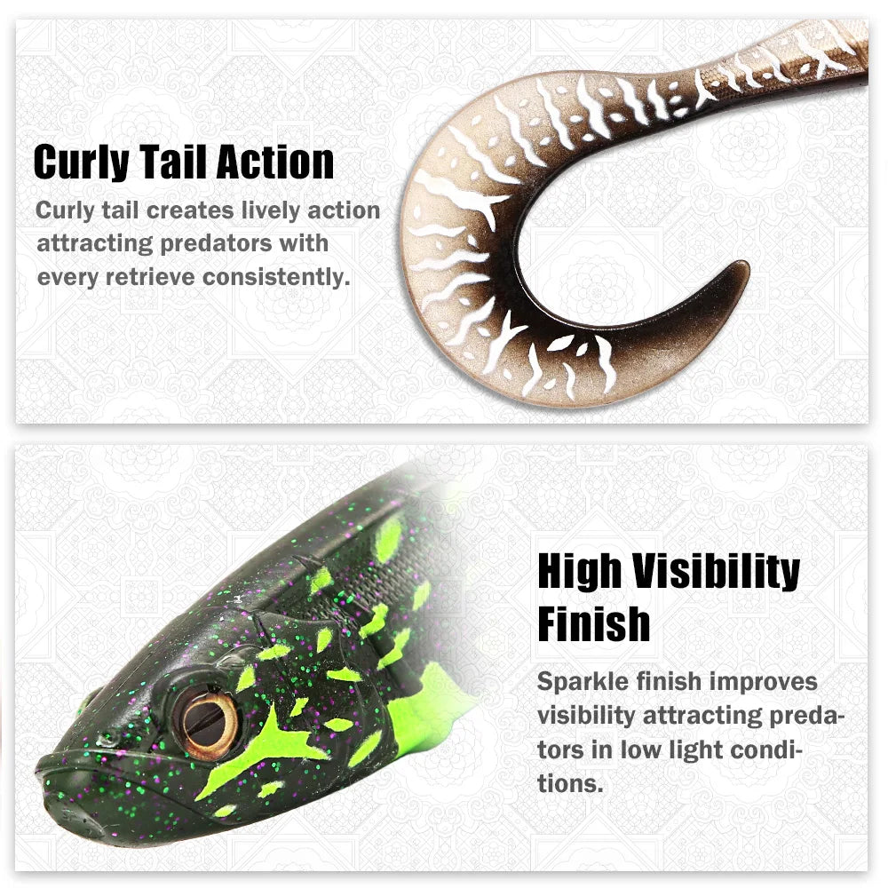 B&U 200mm Soft Curly Tail Swimbait – Pike Musky Bass Lure Soft Plastic Lure P3