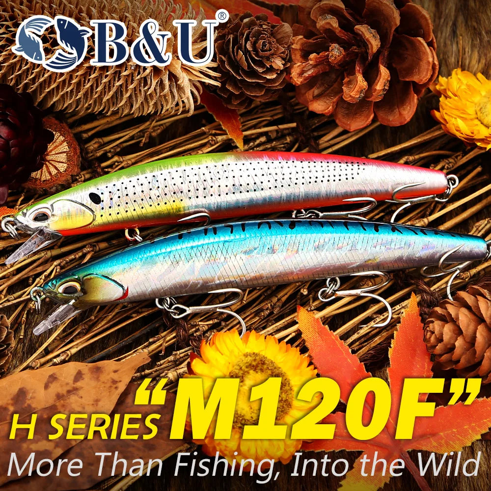 B&U 120mm Saltwater Floating Minnow Lure – Long Cast Jerkbait Saltwater Fishing Lure P3
