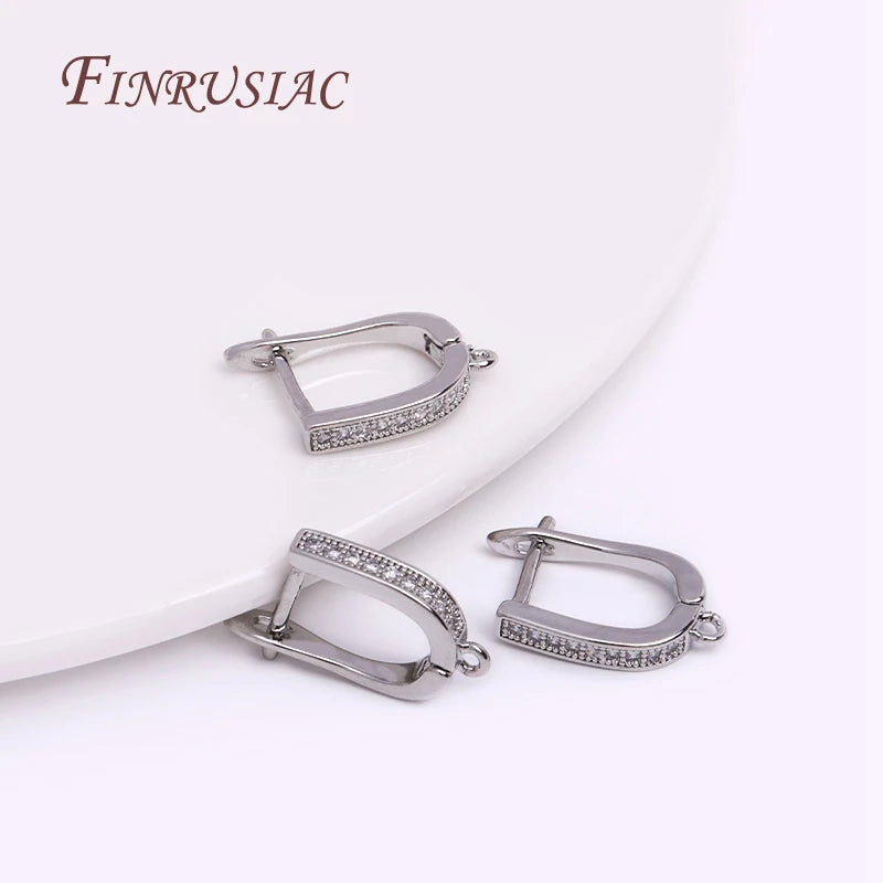 18K Gold Plated Zircon Earring Hook Clasps | DIY Jewelry Findings Earring Hook Findings P3