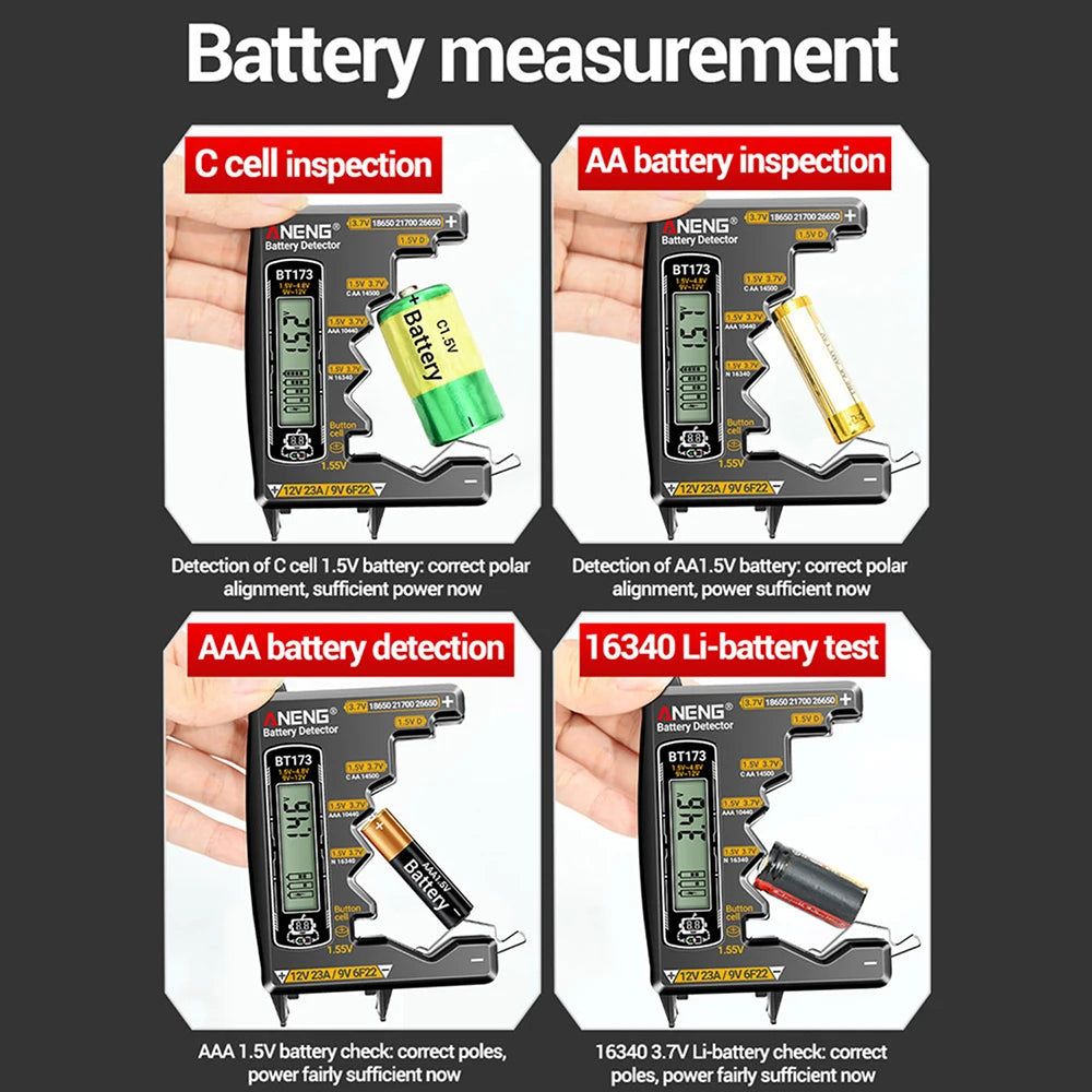 Gaqqee BT173 Digital Battery Tester – AA AAA 18650 9V Battery Tester P3