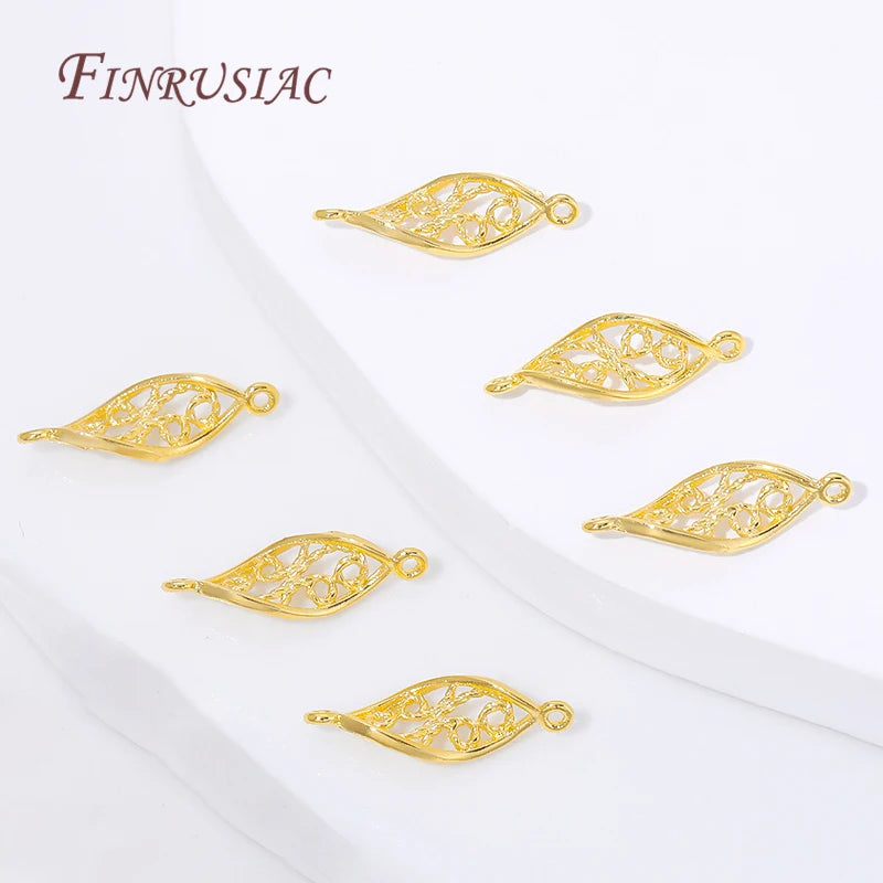 18K Gold Plated Filigree Hollow Leaf Connector | DIY Jewelry Jewelry Connector Finding P3