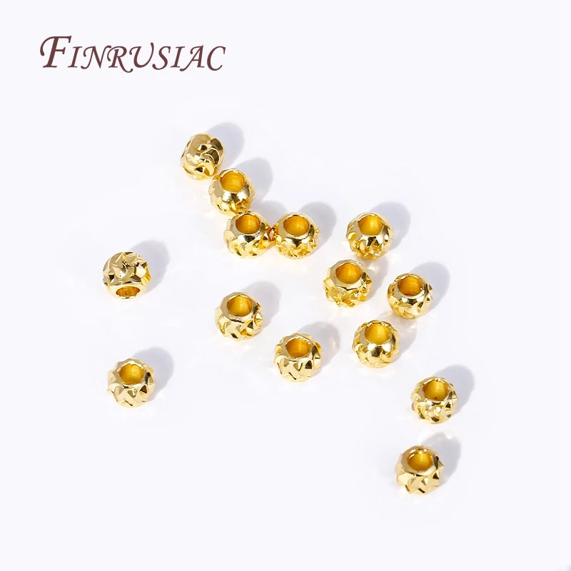 4mm 18K Gold Plated Corrugated Brass Spacer Beads for DIY Jewelry Jewelry Spacer Beads P3