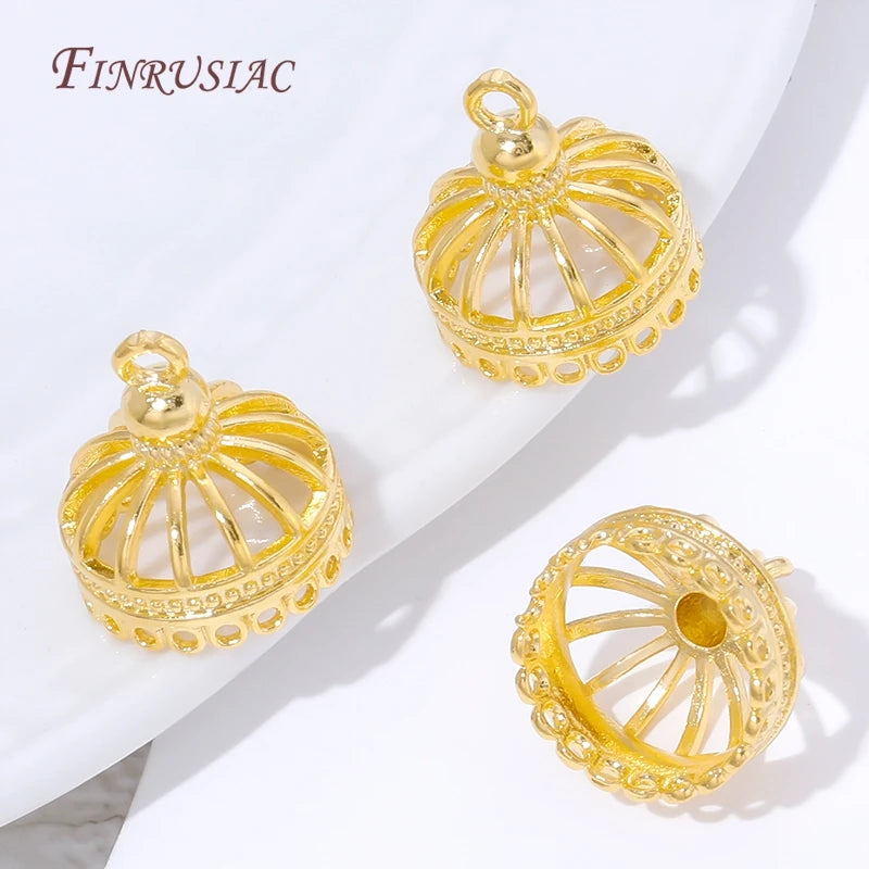 18K Gold Plated Filigree Dome Earring Caps | DIY Jewelry Findings Earring Bead Caps P3