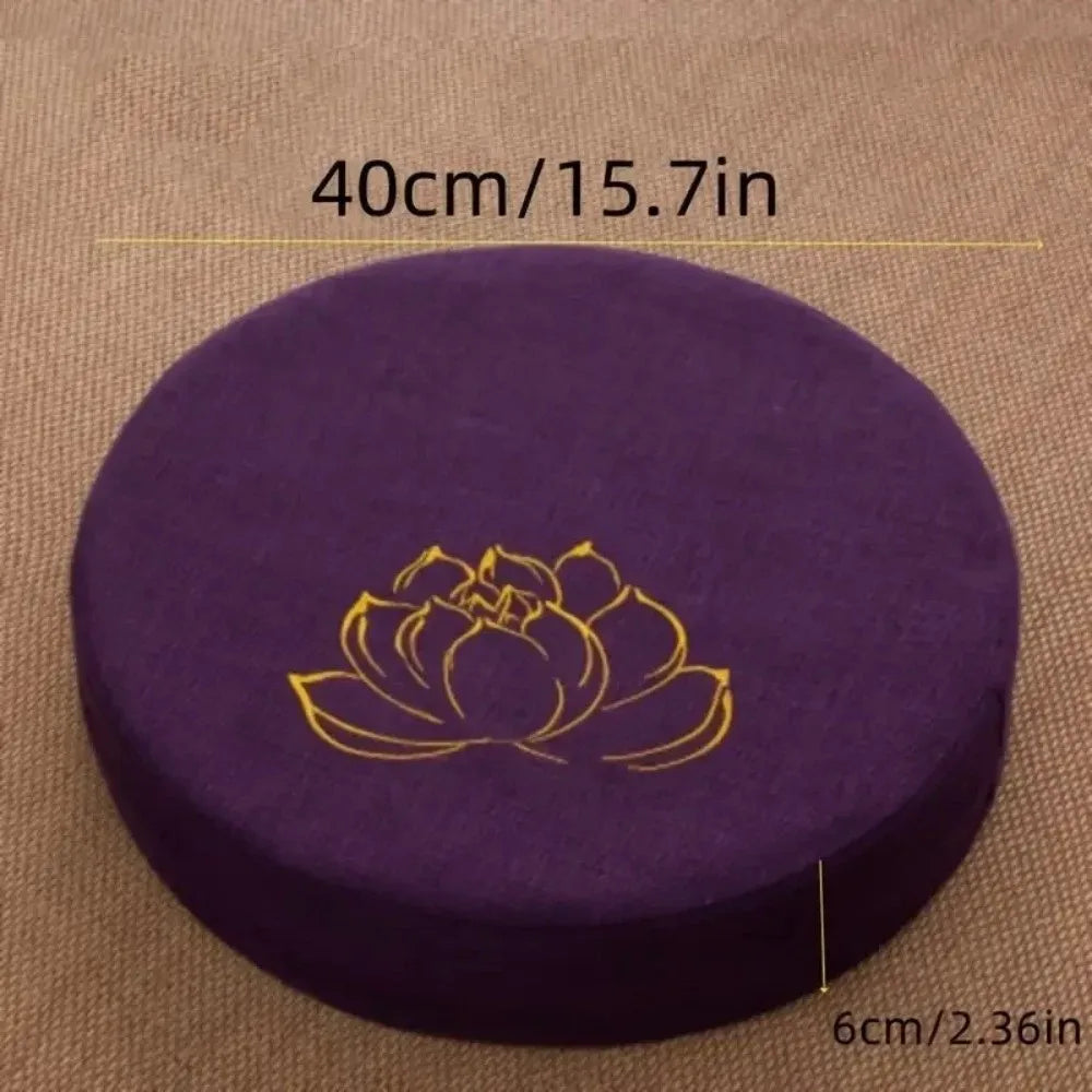 Lotus Embroidered Round Yoga Meditation Cushion – Linen Cotton Meditation Floor Cushion P3
