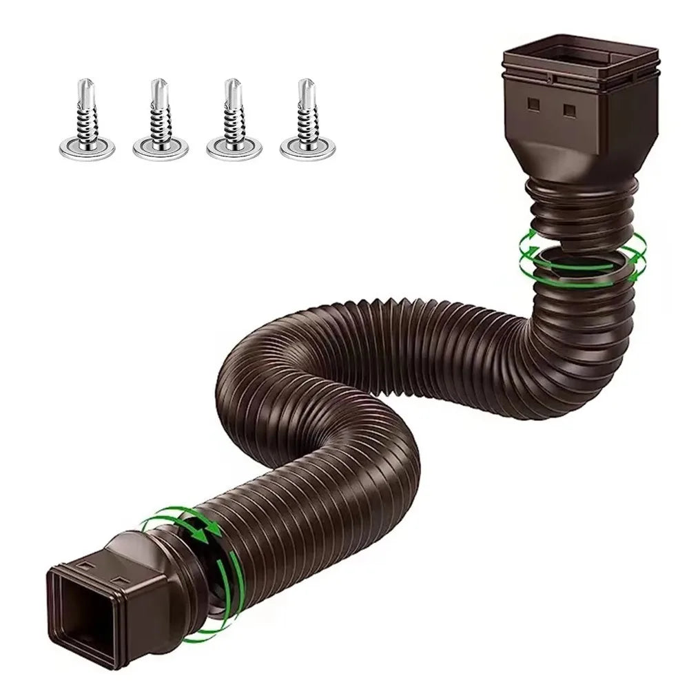 Retractable Gutter Downspout Extension – Flexible Drain Extender Downspout Extension P3 Brown