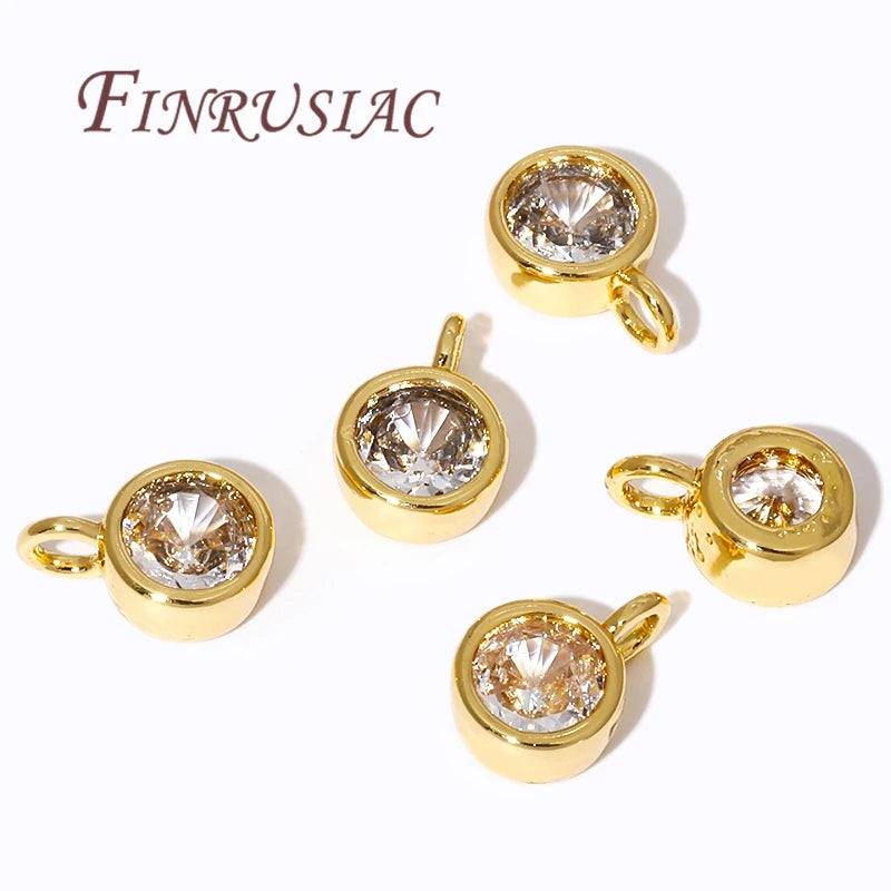 18K Gold Plated Rhinestone Round Charm Pendant – DIY Jewelry Jewelry Charm Pendant P3
