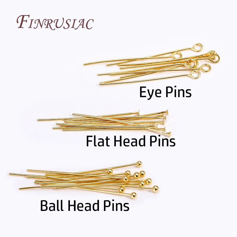 18K Gold Plated Head & Eye Pins – DIY Jewelry Findings 50–100 Pcs Jewelry Findings Pins P3