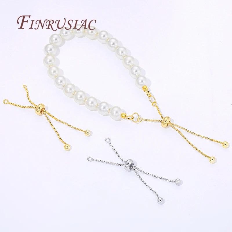 18K Gold Plated Box Chain Bracelet Extender – Slider Beads Bracelet Extender Chain P3