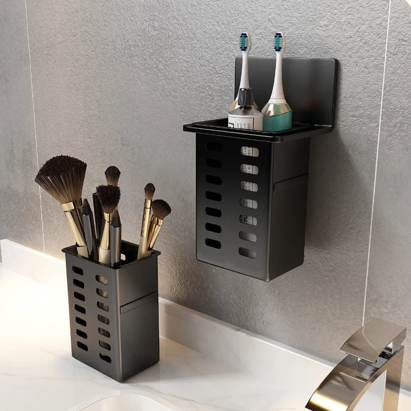 Wall-Mounted Toothbrush & Toothpaste Holder | No-Drill Rack Bathroom Storage Rack P3