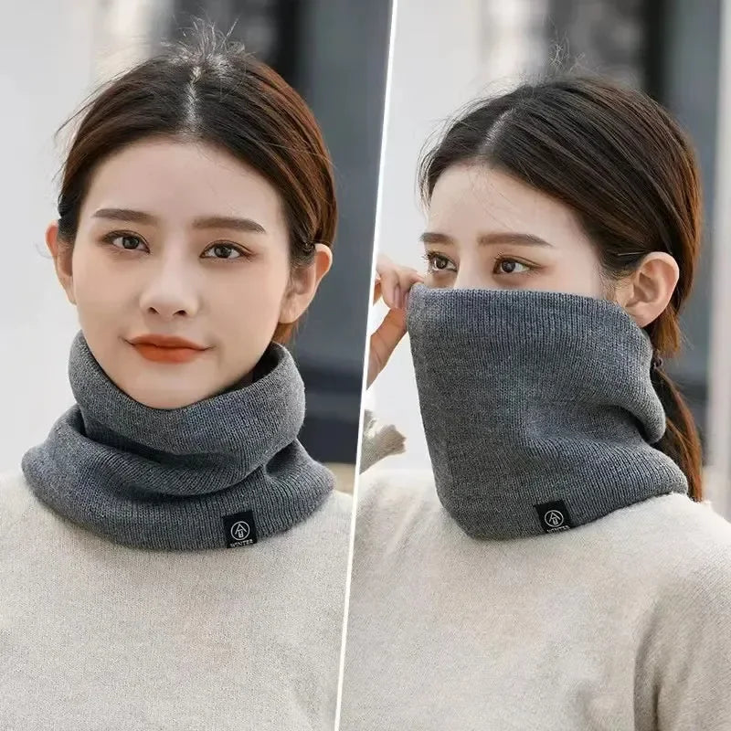 Winter Knitted Plush Neck Scarf – Unisex Face Mask Gaiter Knitted Neck Scarf P3