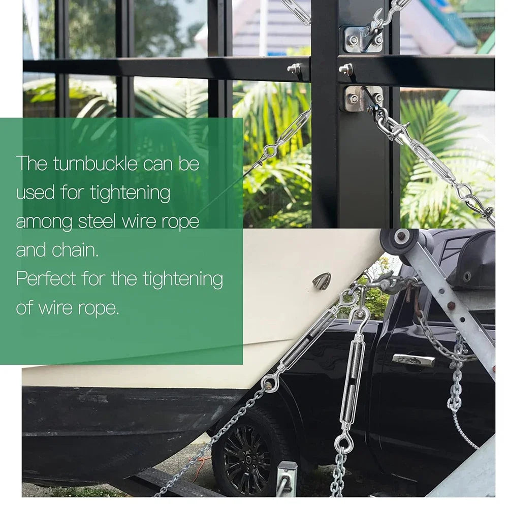 Stainless Steel Turnbuckle Hook & Eye Wire Tensioner M4–M20 Wire Turnbuckle Tensioner P3