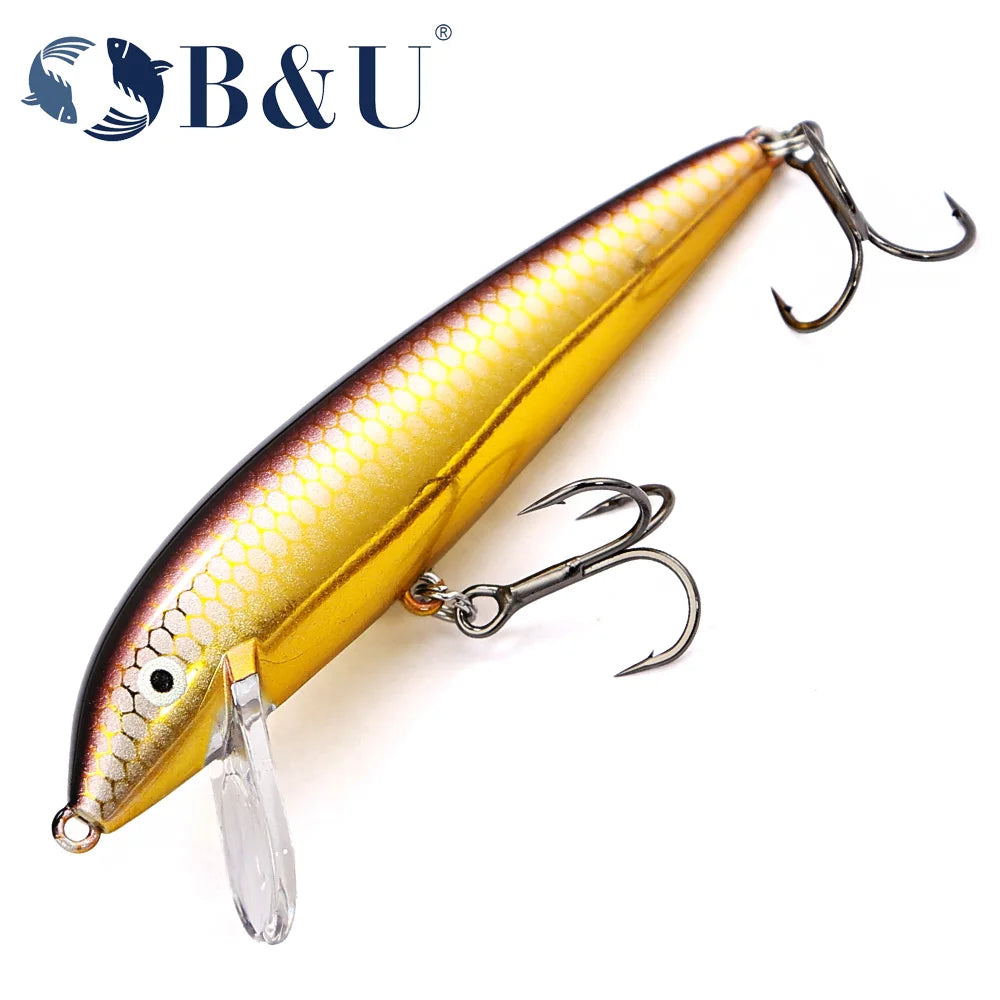 B&U Sinking Minnow Jerkbait Hard Lure – Trout Perch Bass Sinking Minnow Lure P3