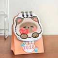 Cute Mini 2026 Desk Calendar – Cartoon Cat Planner Ornament Desk Calendar P3 Caramel cat