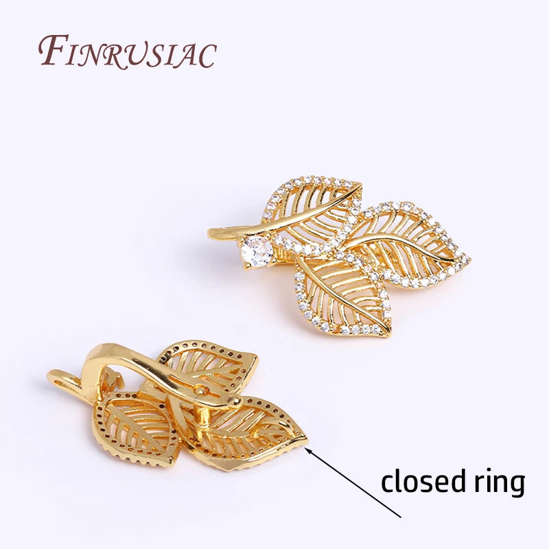 18K Gold Plated Zircon Hollow Leaf Pearl Clasps – DIY Jewelry Jewelry Clasp Findings P3