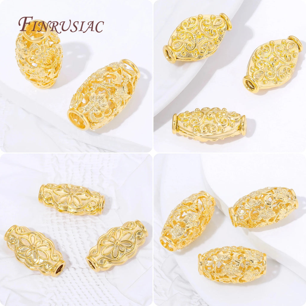 18K Gold Plated Filigree Flower Barrel Spacer Beads | DIY Jewelry Jewelry Spacer Beads P3