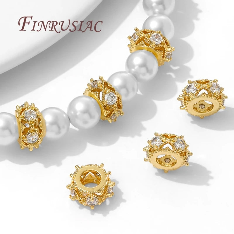 18K Gold Plated Zircon Round Spacer Beads – DIY Jewelry Making Jewelry Spacer Beads P3