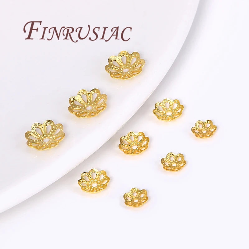 18K Gold Plated Bead End Caps – DIY Jewelry Spacer Findings Bead Caps Findings P3