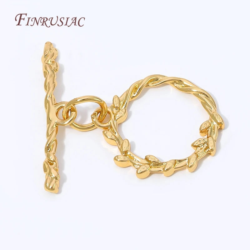 18K Gold Plated Leaf Toggle OT Clasp – DIY Jewelry Connector Jewelry Toggle Clasp P3