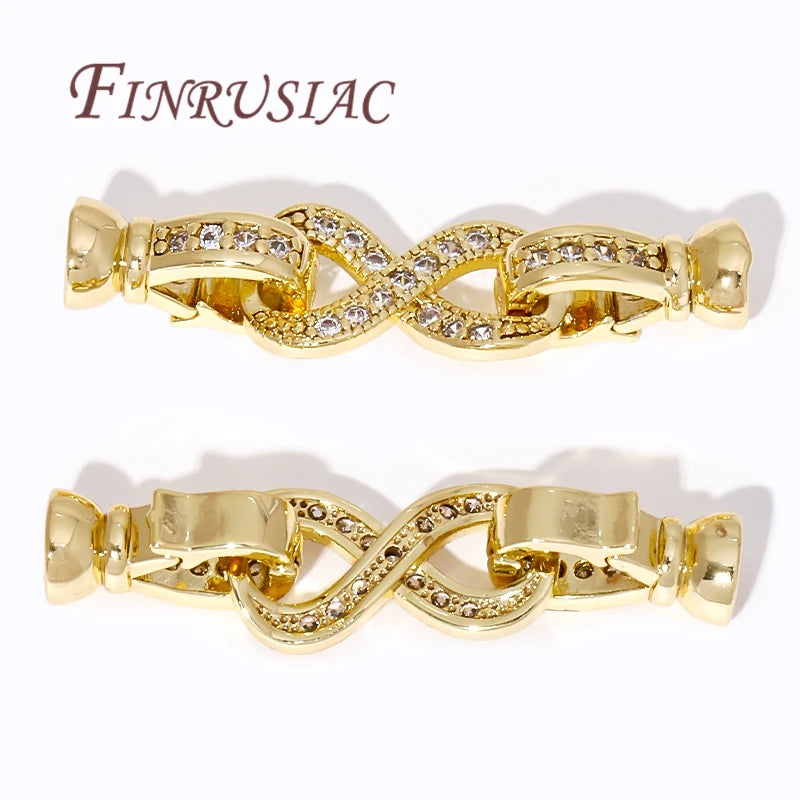 18K Gold Plated Brass Zircon Clasp Connector for DIY Jewelry Jewelry Clasp Connector P3