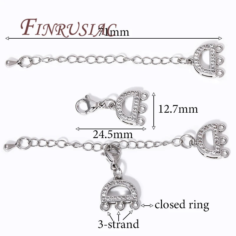 18K Gold Plated Zircon Lobster Clasp Extension Chain DIY Set Jewelry Findings Set P3