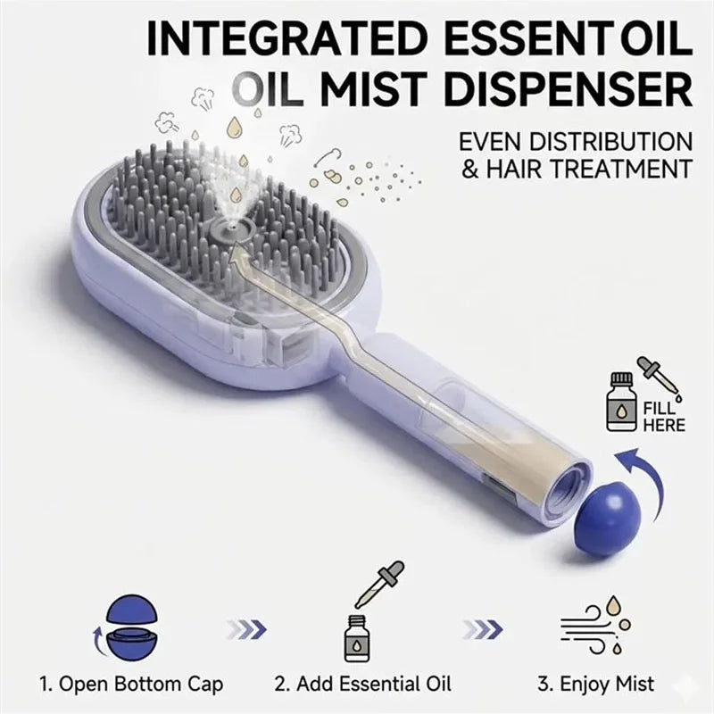 3-in-1 Electric Spray Massage Hair Brush | Anti-Static Comb Electric Hair Brush P3