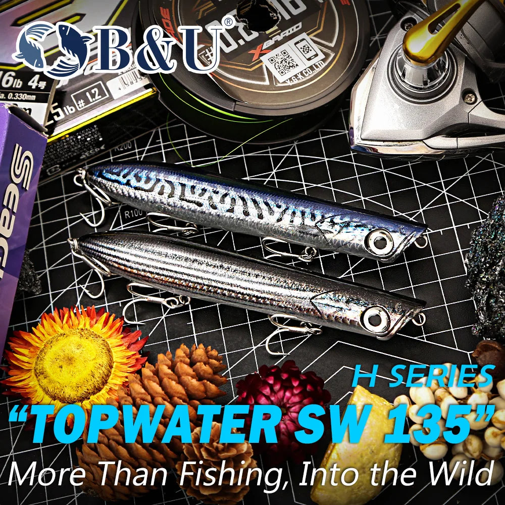 B&U 135mm Saltwater Topwater Pencil Lure | Floating Stickbait Topwater Fishing Lure P3
