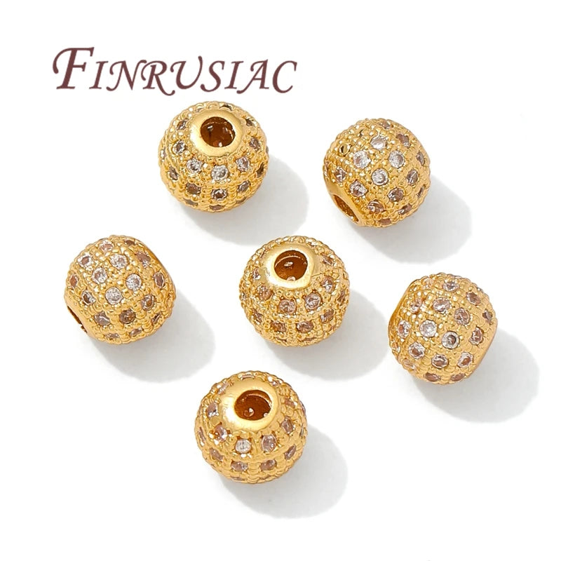 18K Gold Plated Zircon Spacer Beads – Brass DIY Jewelry Making Jewelry Spacer Beads P3