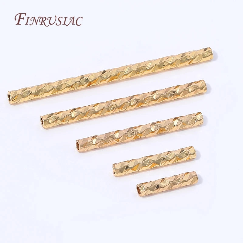 18K Gold Plated Diamond Cut Tube Spacer Beads | DIY Jewelry Jewelry Spacer Beads P3