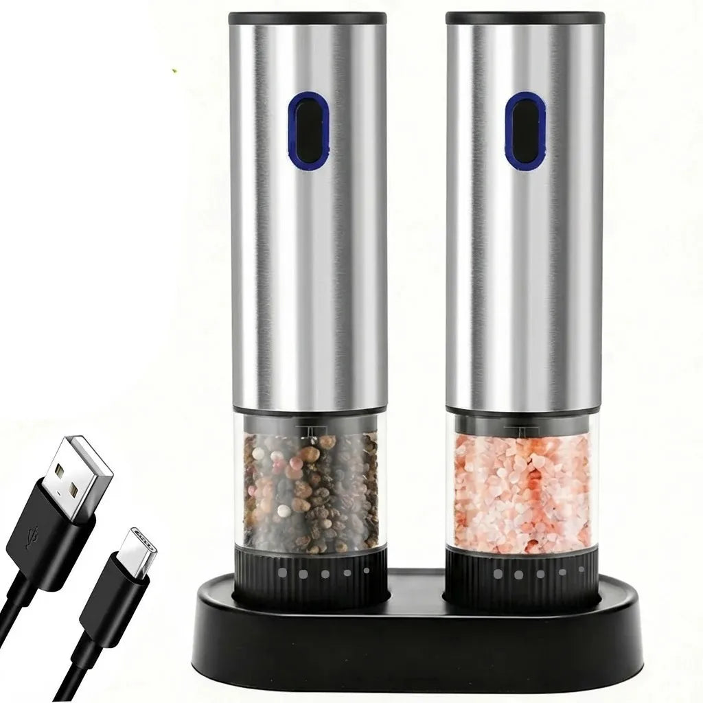 CLITON Electric Salt & Pepper Grinder – Rechargeable Mill Set Electric Pepper Mill P3 G-A-BS
