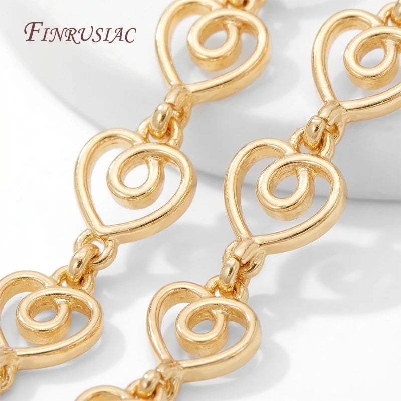 14K Gold Plated Hollow Swirl Heart Link Chain – 1M DIY Spool Jewelry Making Chain P3